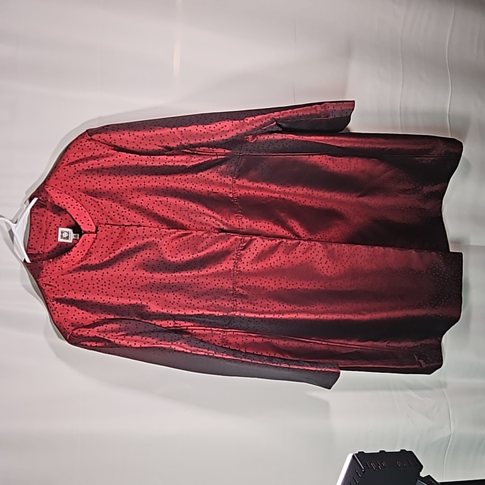 Anne Klein Burgundy and Black Trench Coat